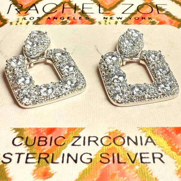 Rachel Zoe Silver Geometric Pavé Earrings - Picture 5 of 14
